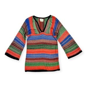 Sears JR Bazaar Vintage Striped Knit Bell Sleeve Tunic Top
